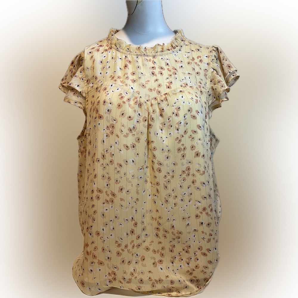 Faith and Joy Yellow Floral Ruffle Blouse